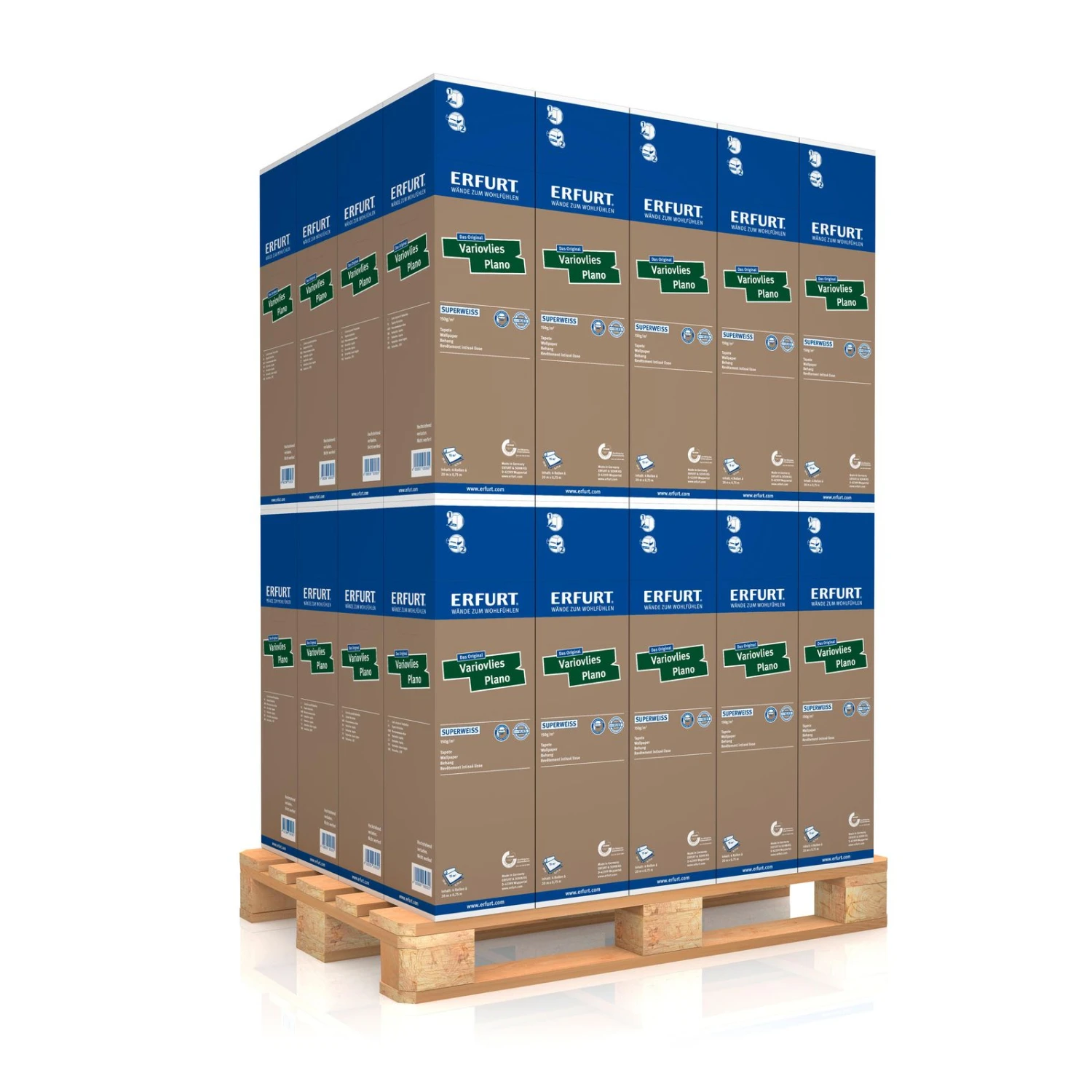 4 Rollen Erfurt Tapete Glattvlies Plano Superweiss 15 M²