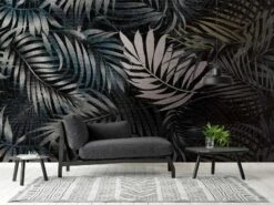 A.S. Creation Fototapeten Farn Blätter Floral Grau Blau Grün 38238-1