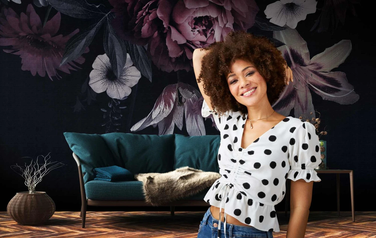 A.S. Creation Fototapeten Floral Blumen Blüten Schwarz Violett 38279-1