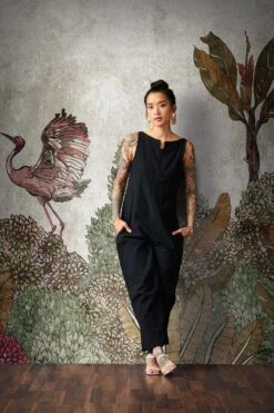 A.S. Creation Fototapeten Vögel Pflanzen Floral Grau Grün 38234-1