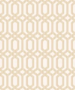 Tapete Vinyl Grafik Indianisch Weiß Gold Metallic MY3302