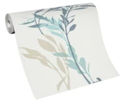 Tapete Vlies 10138-08 Zweige Floral Weiß Beige Blau