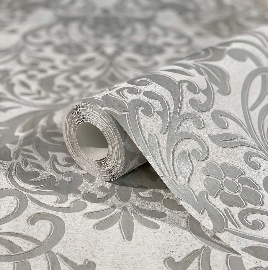 Tapete Vlies Barock Metallic Grau Silber 32602