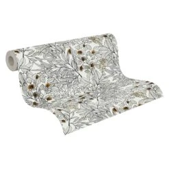 A.S. Creation Tapete Vlies Blätter-Muster Weiß Grau Orange 37534-3