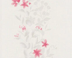 A.S. Creation Tapete Vlies Blumen Ranken Floral Hellgrau Rot 37266-4