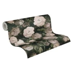 A.S. Creation Tapete Vlies Blumen Floral Schwarz Grün Weiß 37650-3