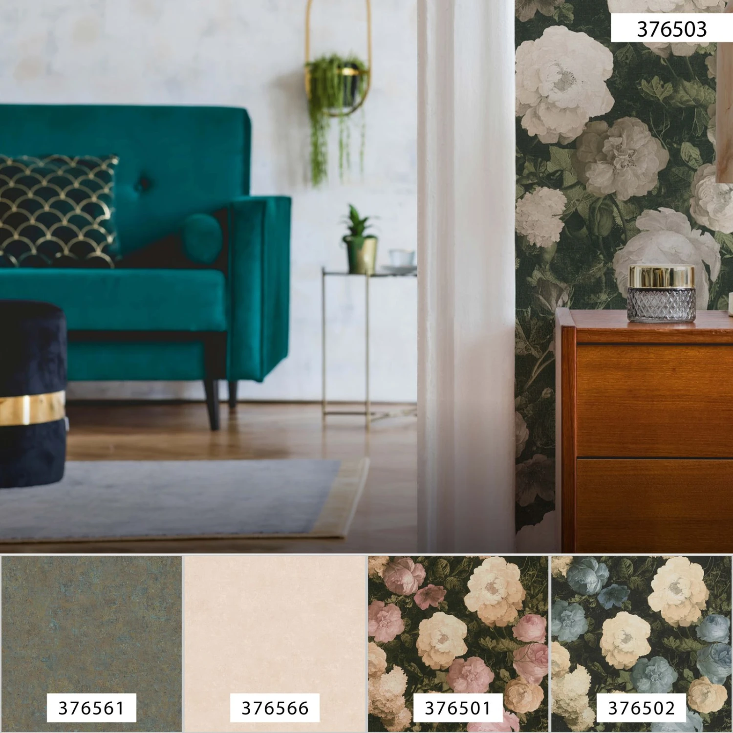 A.S. Creation Tapete Vlies Blumen Floral Schwarz Grün Weiß 37650-3 – Bild 8