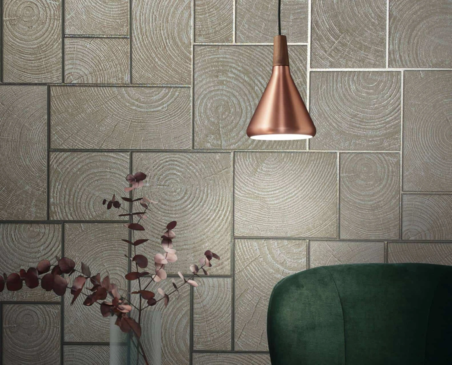 Tapete Vlies Fliesen Holz Kacheln Beige Silber 85745