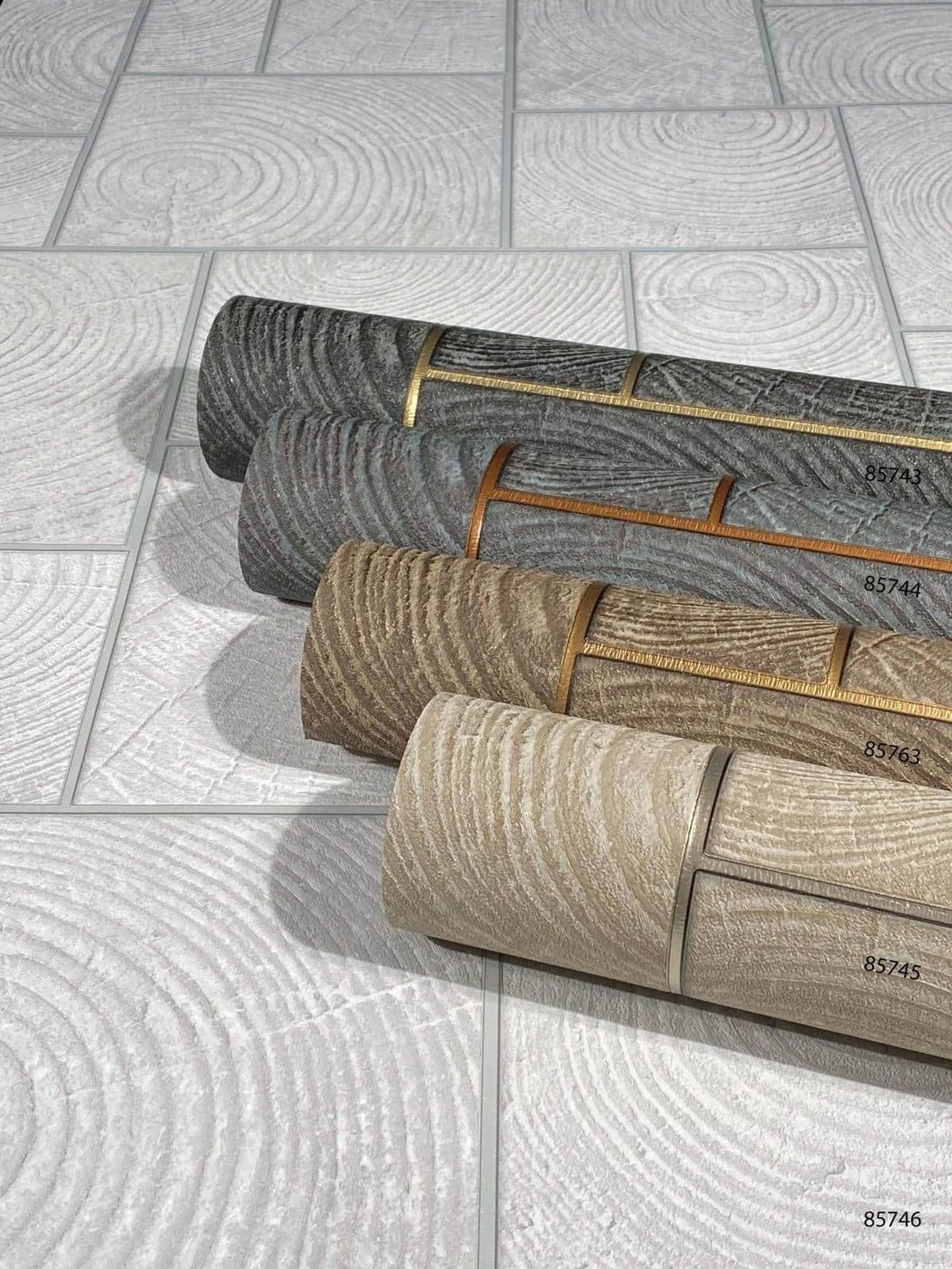 Tapete Vlies Fliesen Holz Kacheln Beige Silber 85745 – Bild 5