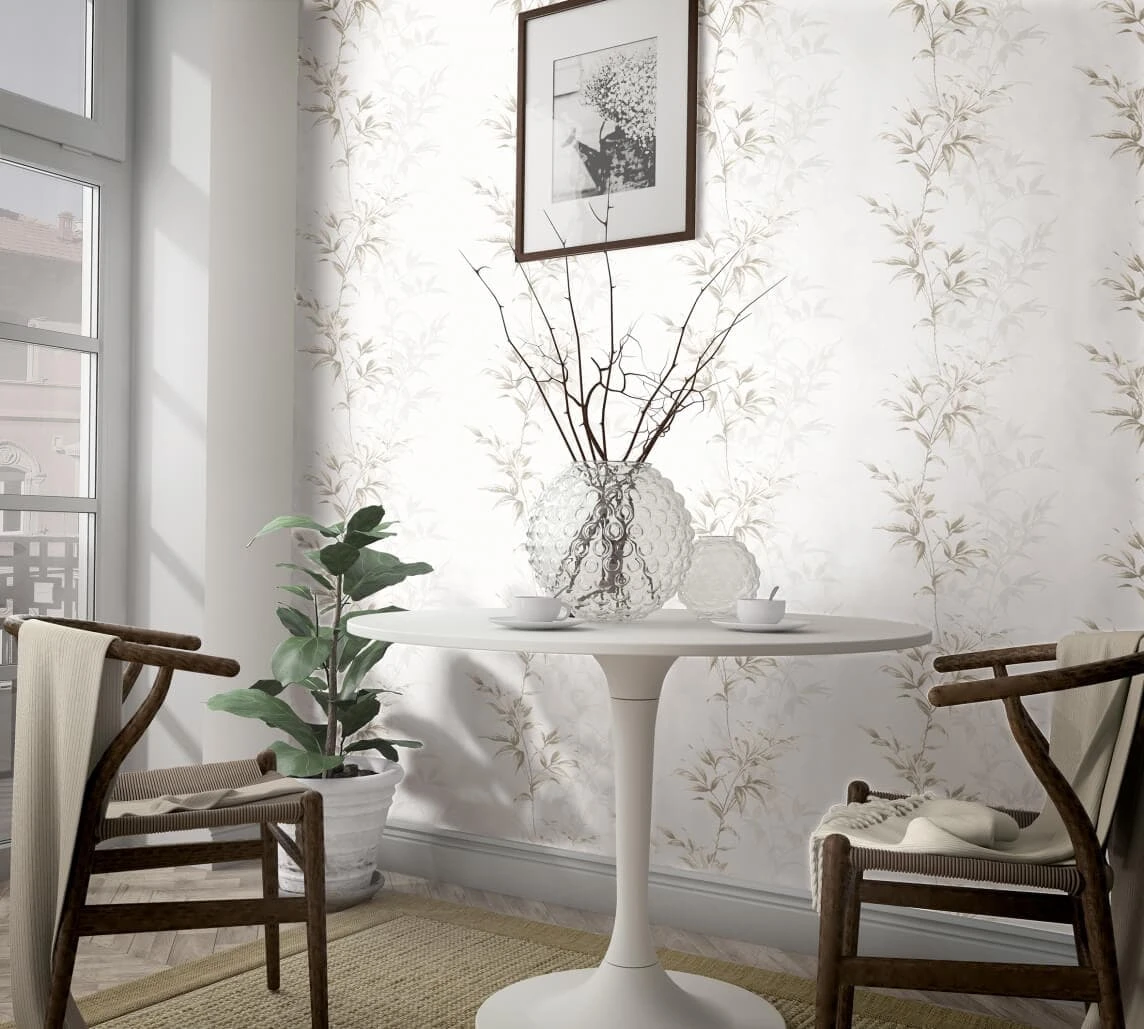 Tapete Vlies Floral Sträucher Weiß Braun Novamur 82223 – Bild 4