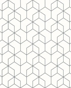 Tapete Vlies Grafik Sechsecke Weiß Schwarz Glanz 6743-40