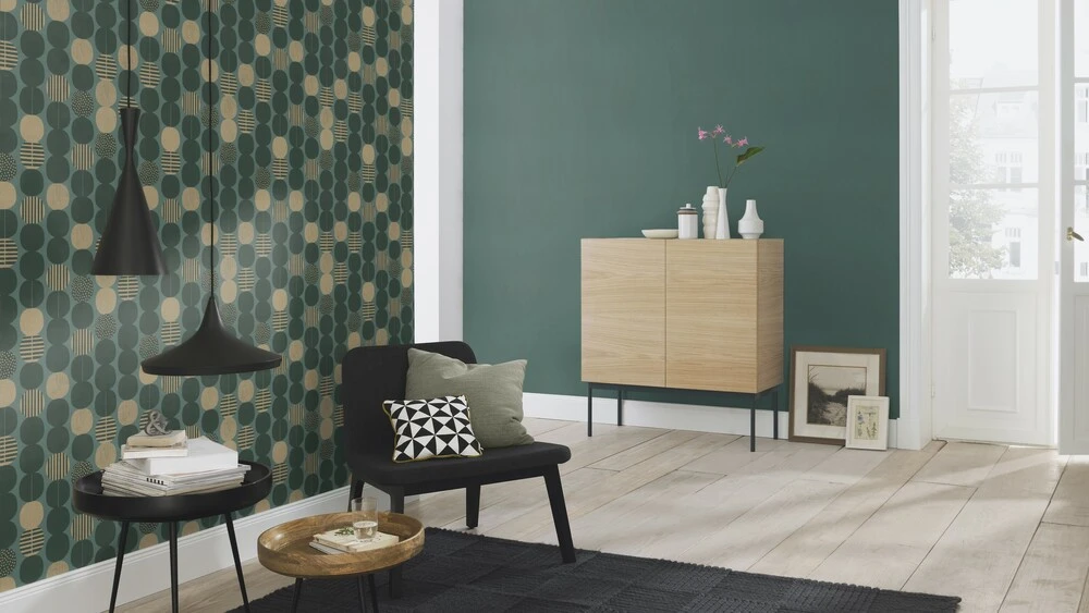 Tapete Vlies Rasch Grafik Kreise Grün Gold 539752 – Bild 4