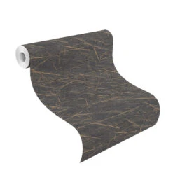 Tapete Vlies Rasch Marmor Schwarz Gold Metallic 428964