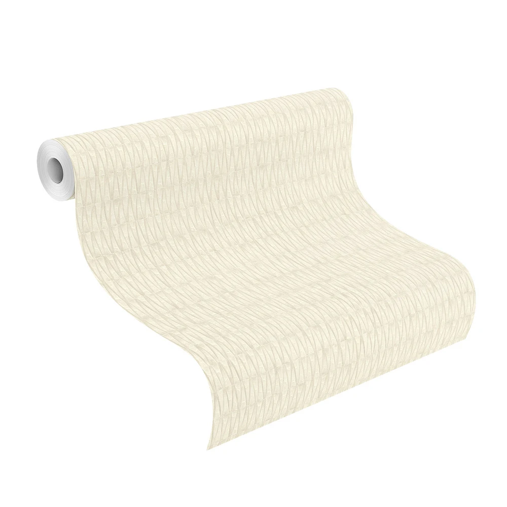 Tapete Vlies Rasch Raute 3D Grau-beige Metallic 428407