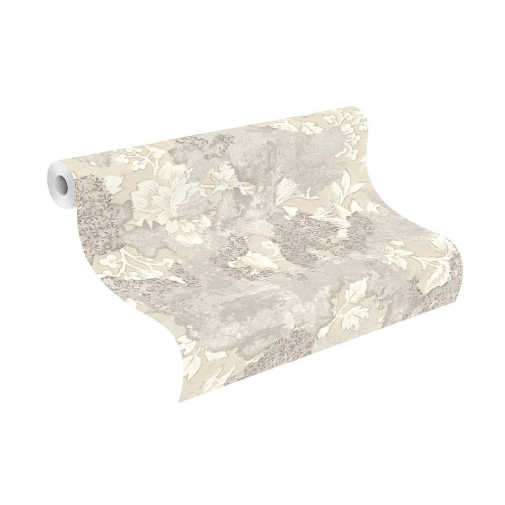 Tapete Vlies Blätter Vintage Hellgrau Beige Rasch 802535 – Bild 2