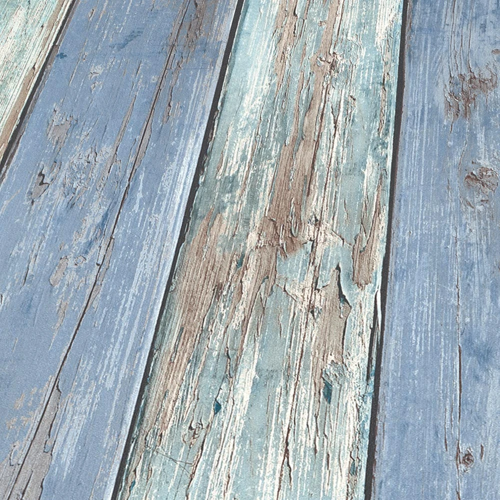 Tapete Vlies Vintage Holz-Optik Blau Braun 10200-08 – Bild 4