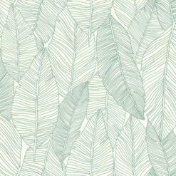 Vliestapete Blätter Linien Weiß Grün Jungle Fever 139010